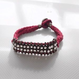American Eagle Red Braided Bracelet with Gemstones